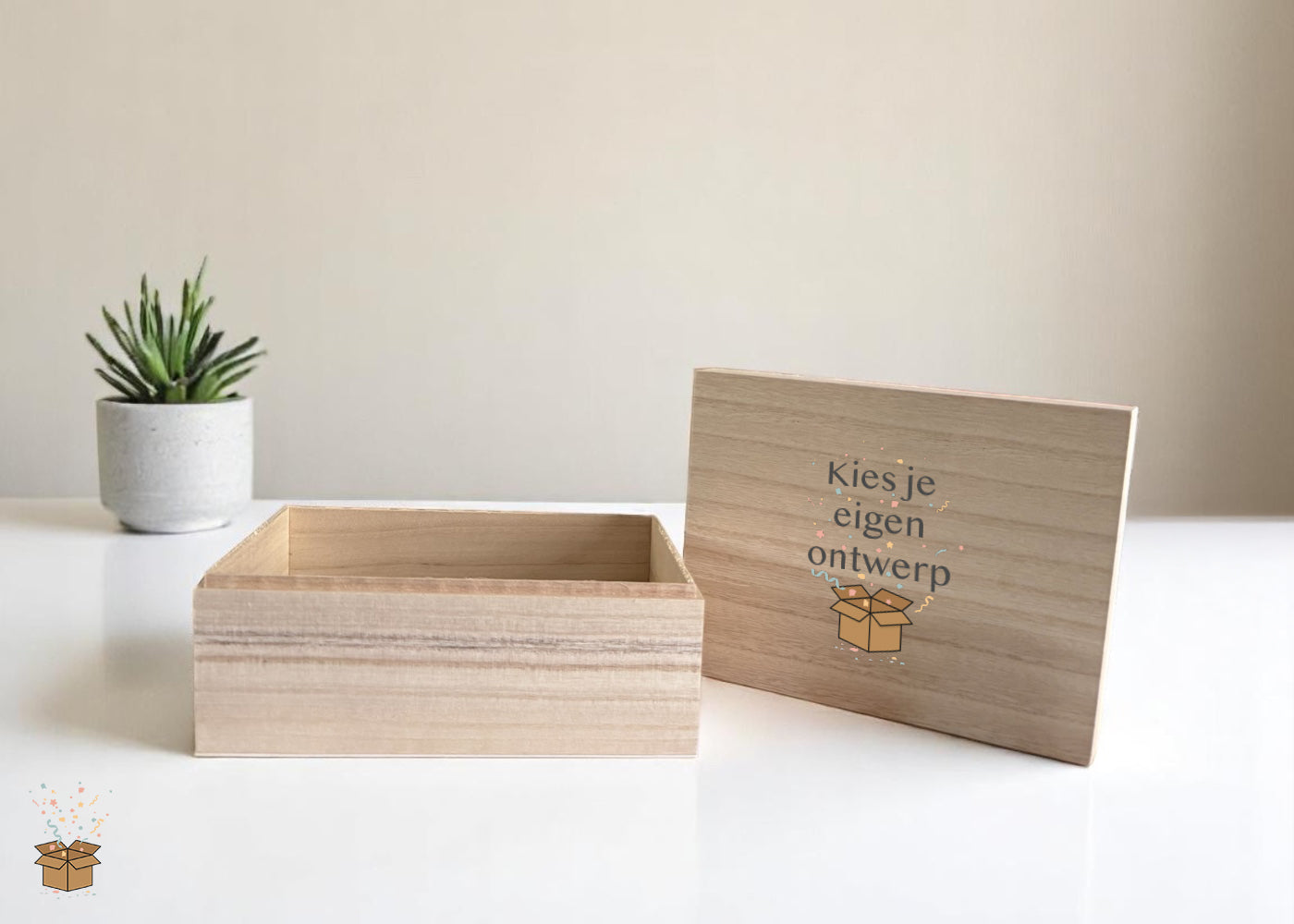 Houten doos los deksel - A5 - bedrukt