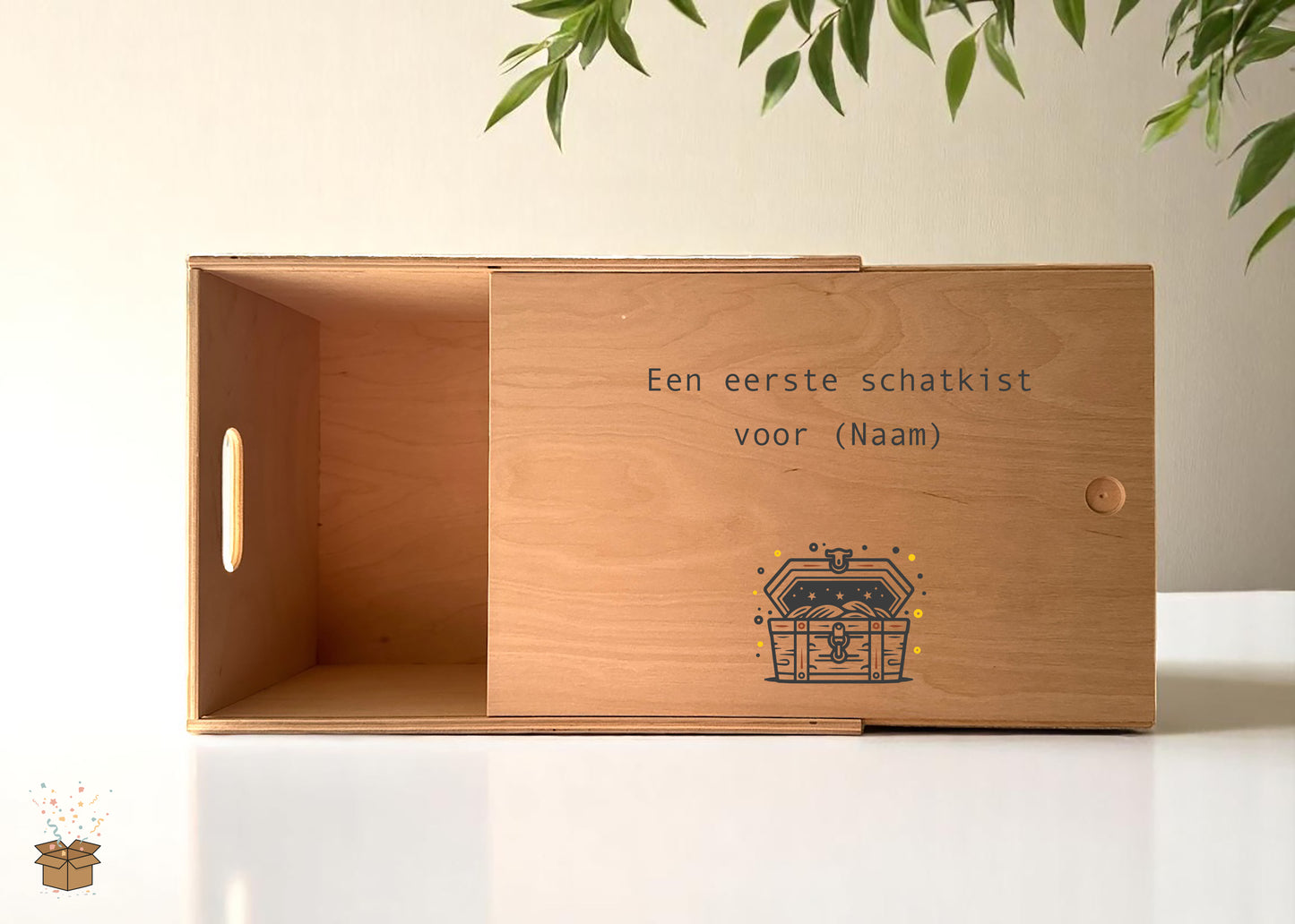 Herinneringsdoos - Houten deksel - Schatkist thema