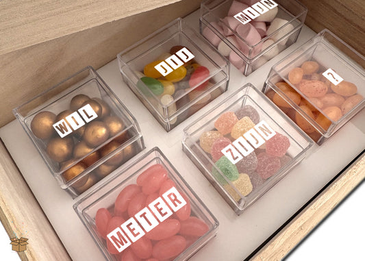 Houten snoepdoos - Meter vragen - Cadeau meter