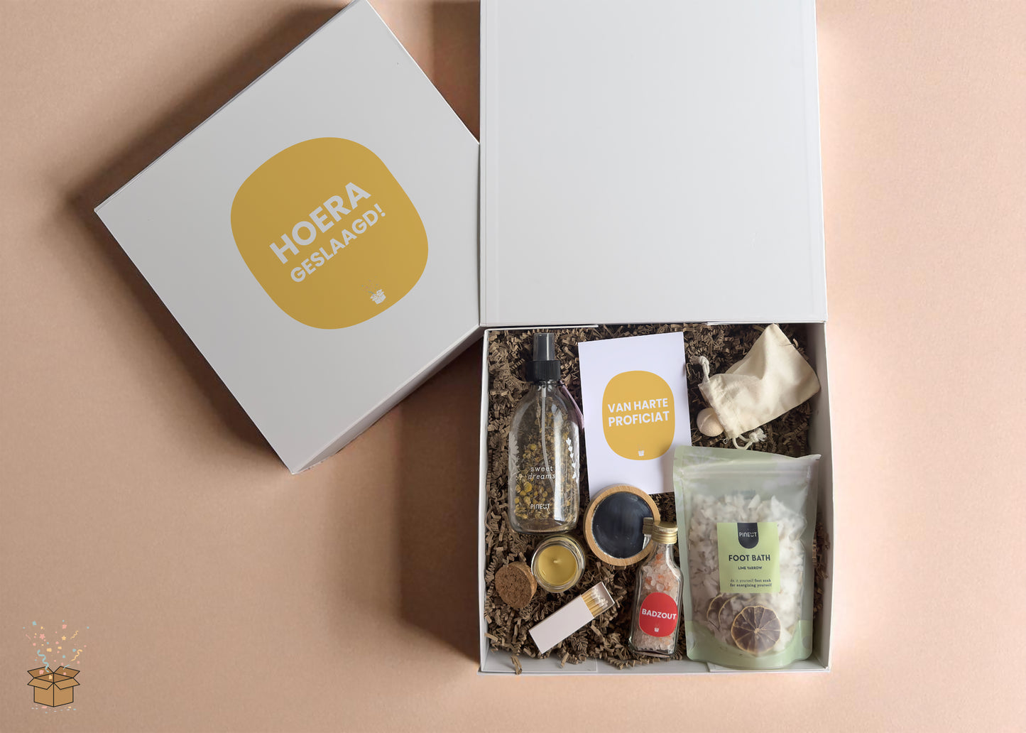 Cadeaubox M "Relax" - "Hoera geslaagd"