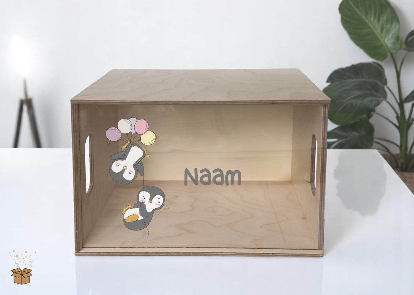 Herinneringsdoos - Plexiglas deksel - Pinguïn thema