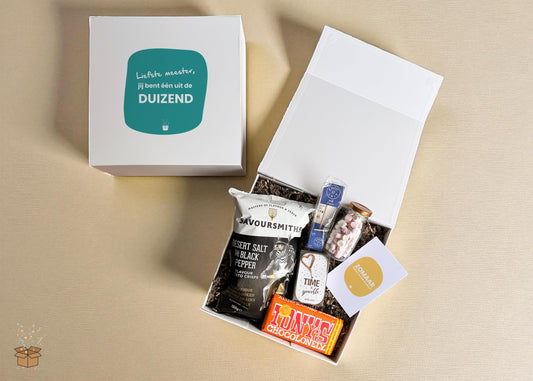 Cadeaubox M "Lekkernijen" - "Liefste meester"