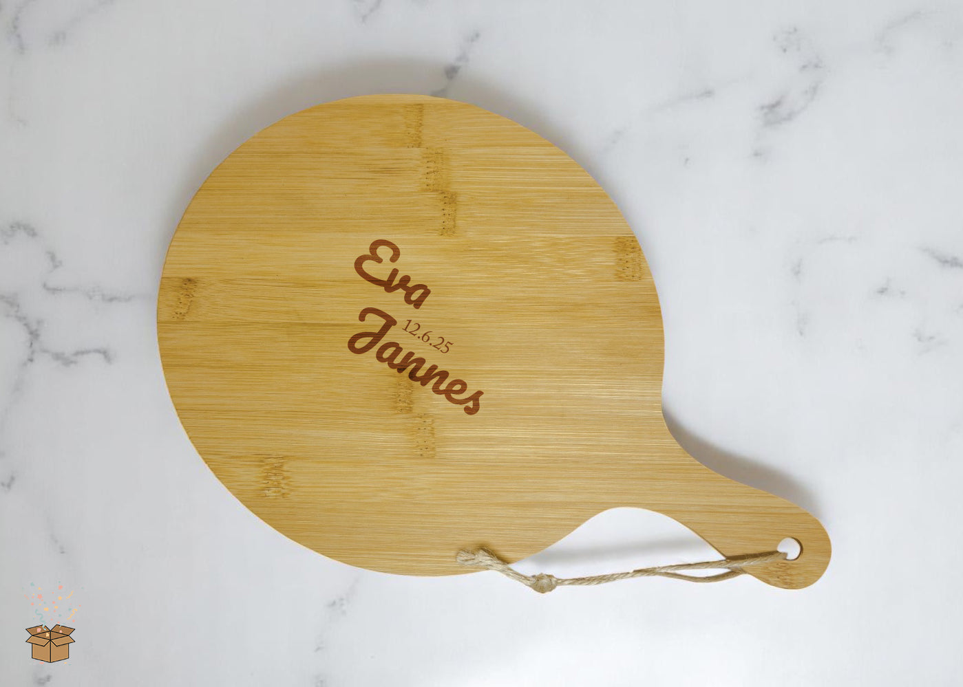 Kleine snijplank rond - hout gegraveerd - Koppel