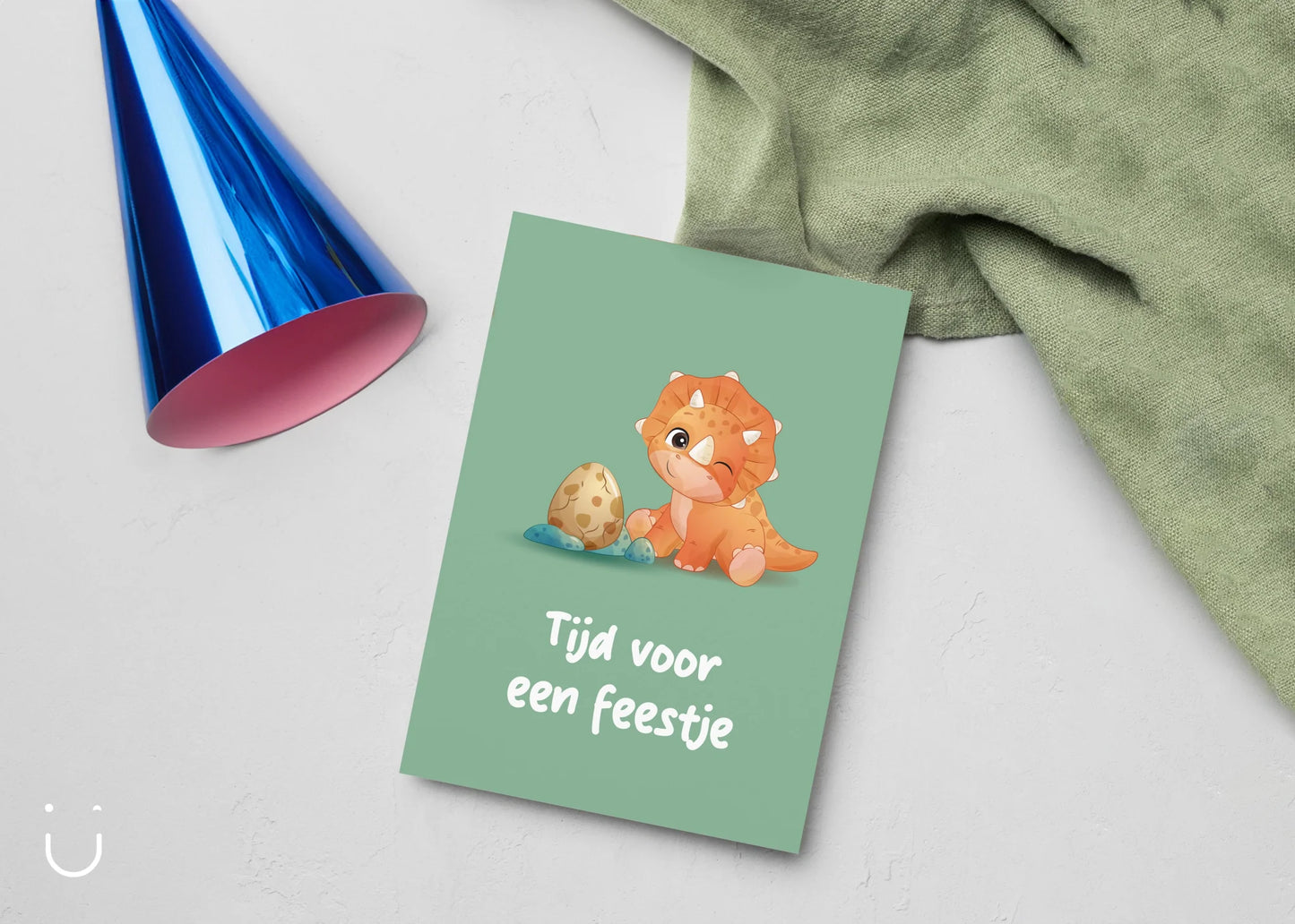 Uitnodiging kinderfeestje "Dino" + enveloppen - Deugeniet - Uitnodiging verjaardagsfeestje
