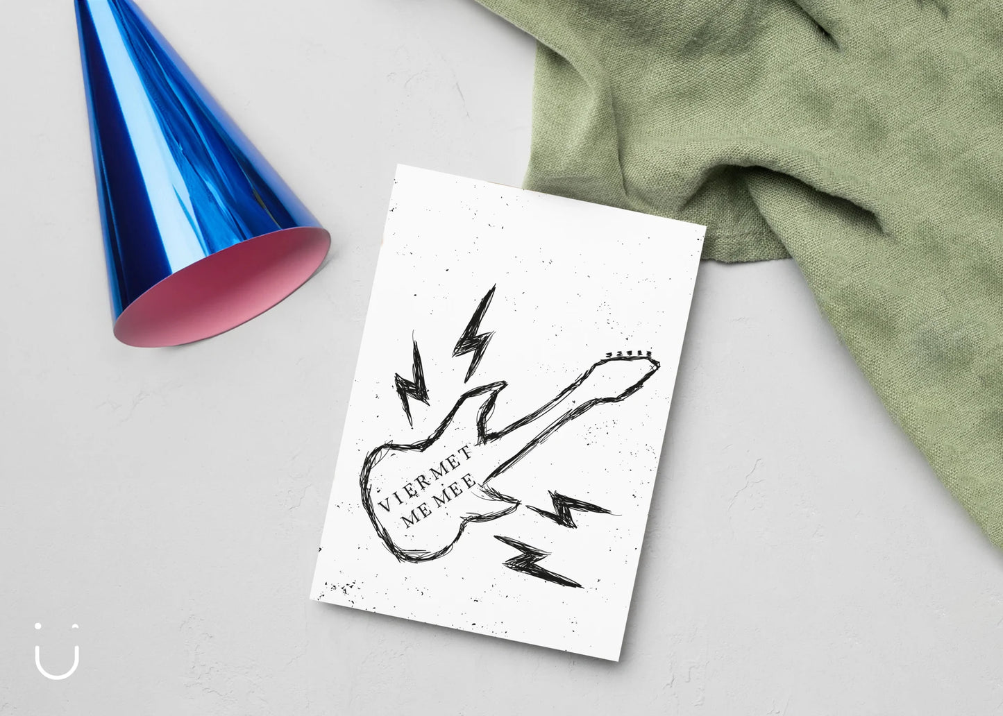 Uitnodiging kinderfeestje "Gitaar" + enveloppen - Deugeniet - Uitnodiging verjaardagsfeestje