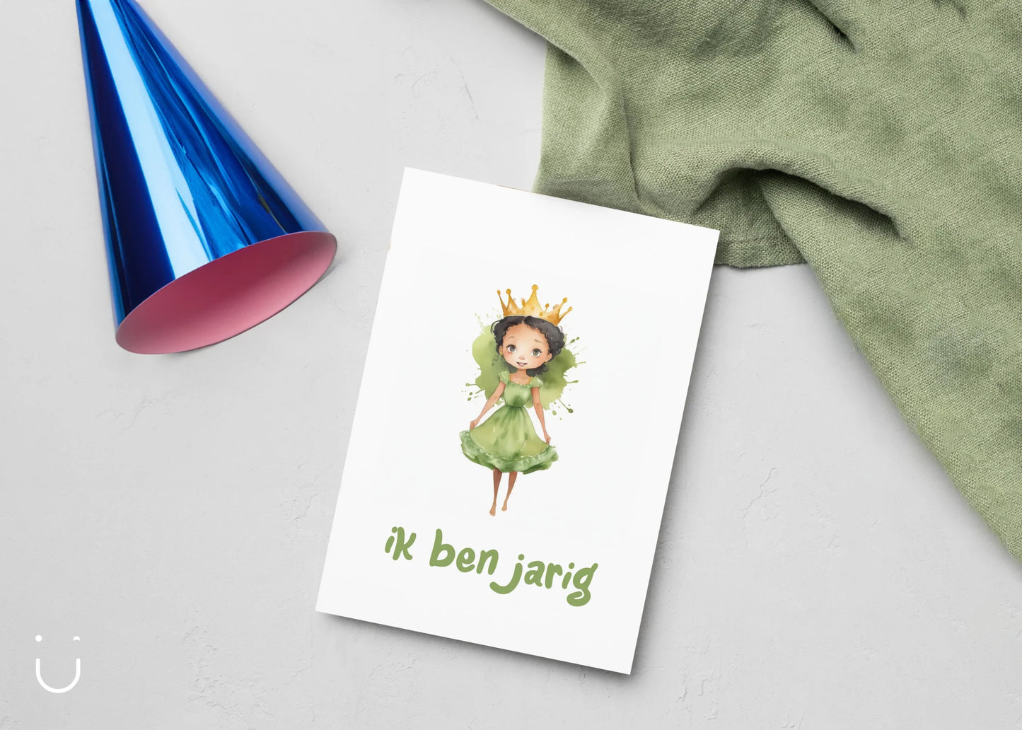 Uitnodiging kinderfeestje "Groene prinses" + enveloppen - Deugeniet - Uitnodiging verjaardagsfeestje