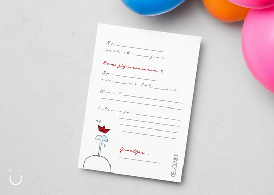 Uitnodiging kinderfeestje "Walvis" + enveloppen - Deugeniet - Uitnodiging verjaardagsfeestje