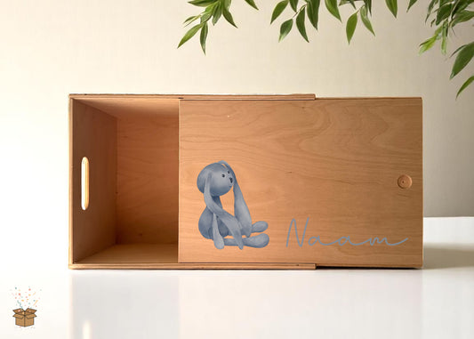 Herinneringsdoos - Houten deksel - Knuffel konijn thema