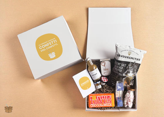 Cadeaubox L "Lekkernijen" - "Jij verdient confetti"