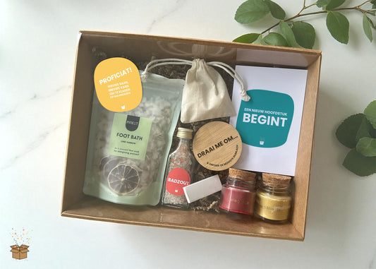 Cadeaubox S "Relax" - "Proficiat, nieuwe baan"