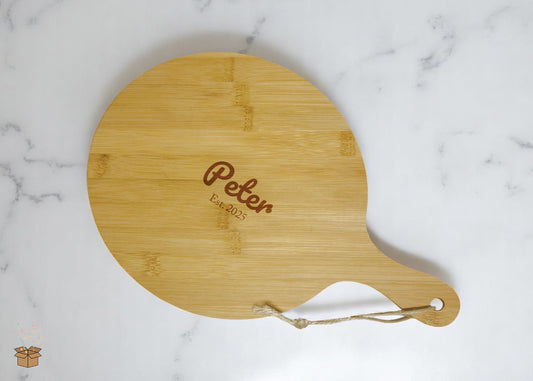 Kleine snijplank rond - hout gegraveerd - Peter