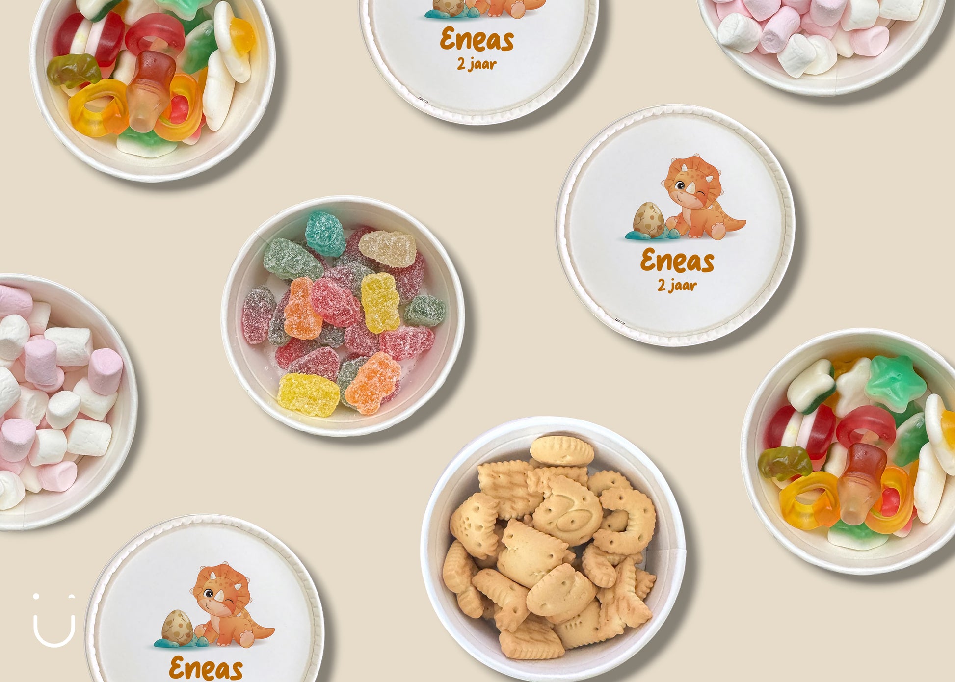 Traktatie 2 jaar Dino - Deugeniet - Traktatie kinderfeestje