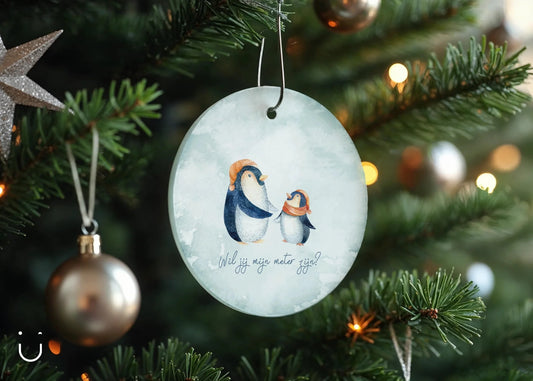 Kersthanger Pinguïn - Wil jij mijn meter zijn? - Deugeniet - Kerst decoratie