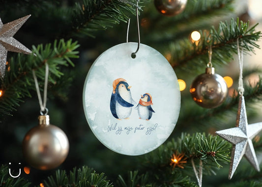Kersthanger Pinguïn - Wil jij mijn peter zijn? - Deugeniet - Kerst decoratie