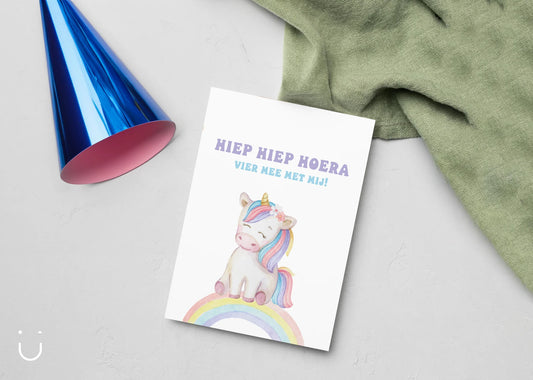 Uitnodiging kinderfeestje "Unicorn" + enveloppen - Deugeniet - Uitnodiging verjaardagsfeestje